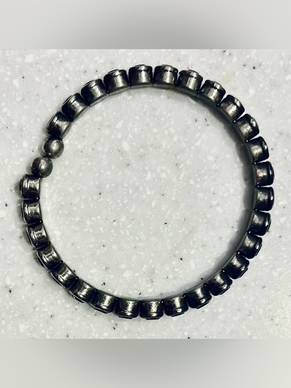 Vintage Silver-Tone Beaded Stretch Bracelet